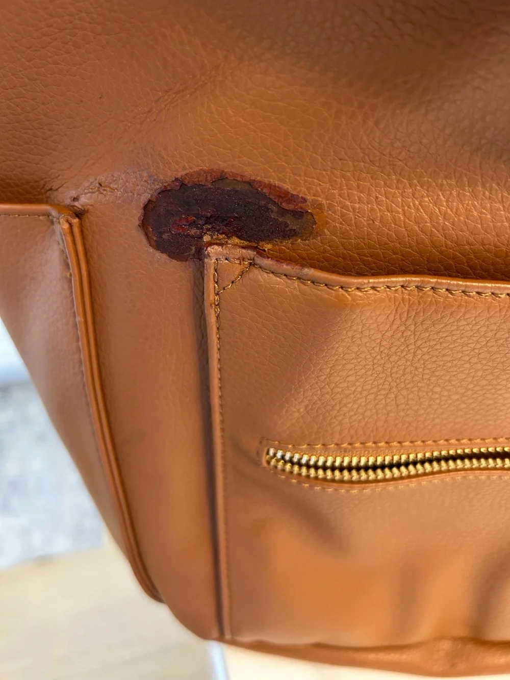 $15 Days Flawed Fawn Original Diaper Bag- Brown Camel. Faux Leather/Vegan